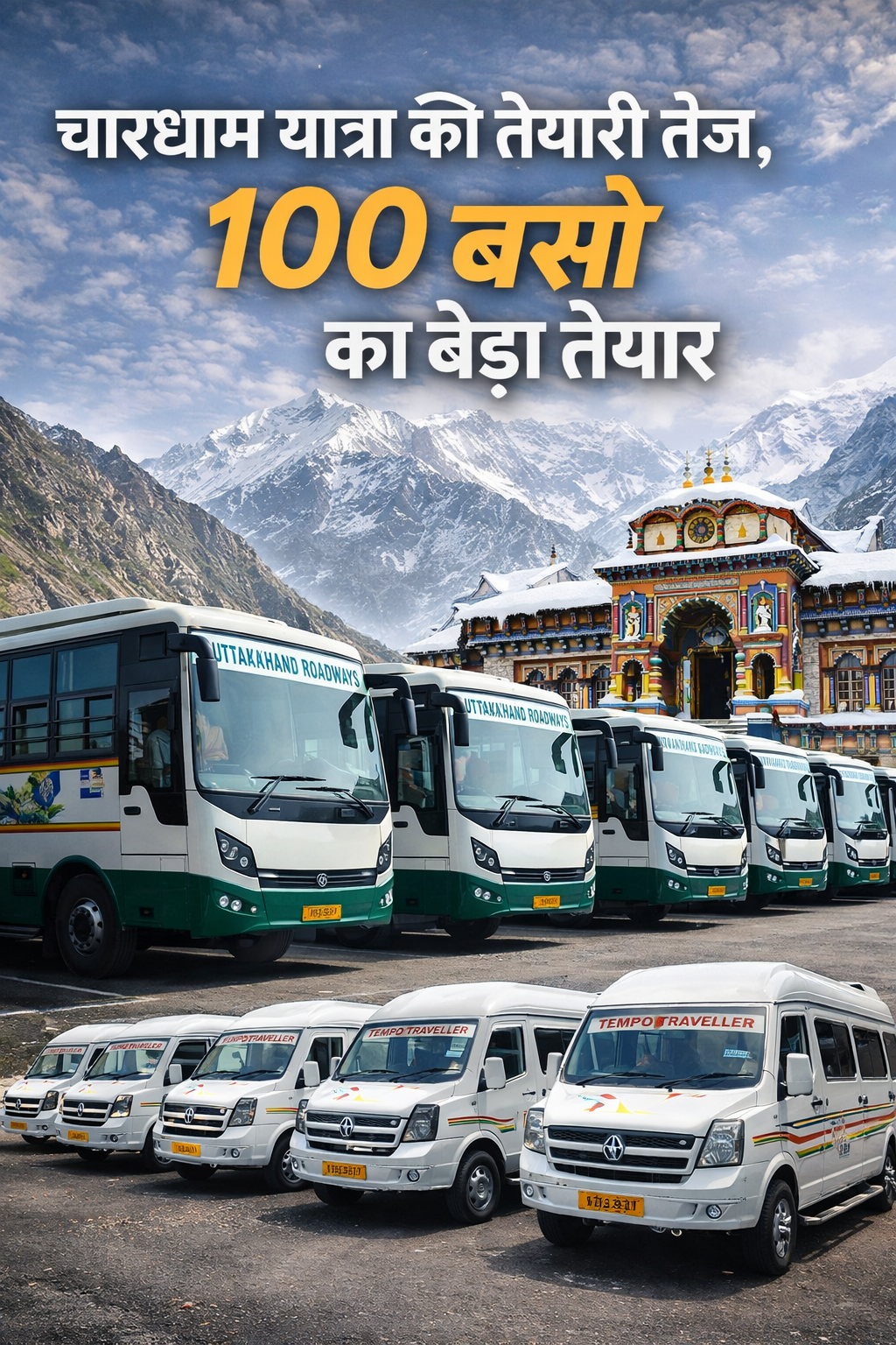 चारधाम यात्रा की तैयारी तेज, 100 बसों का बेड़ा तैयार